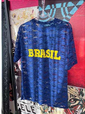 Blusa Renda Marinho Brasil Amarelo