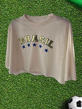 Cropped Brasil Estrelas Off White