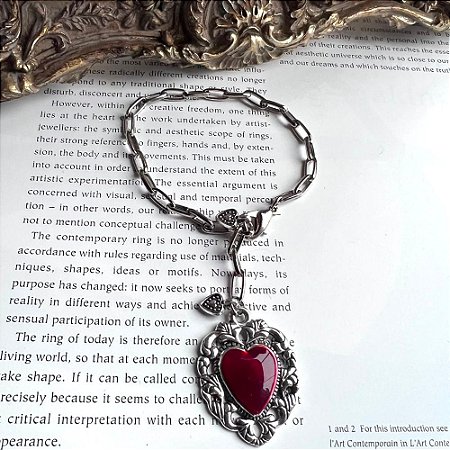 Pulseira Elos Coração Prateado