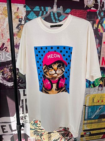 Maxi T-shirt Gato Fone Off White