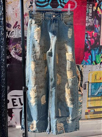 Calça Wide Leg Destroyed