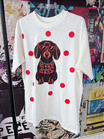 Maxi T-shirt Cachorro Corações