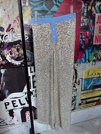 Calça Listras Paetês Dourado
