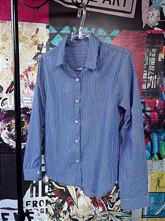 Camisa Listras Azul Escuro