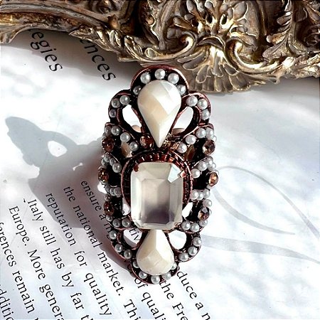 Anel Chaton Leitoso Cobre