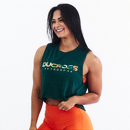 Regata Cropped Camuflado Verde
