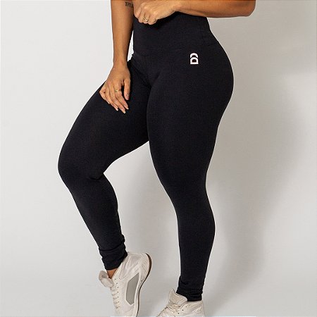 Calça Legging Preta com Rosa