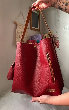 Máxi Bolsa Vinho (Couro Sintético)