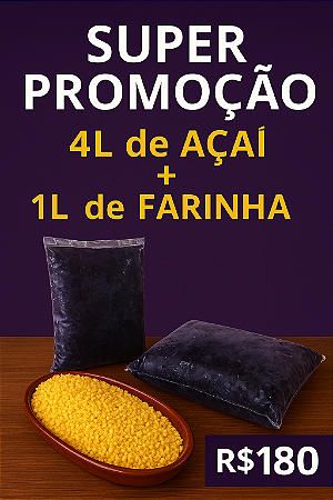 Kit 4 Litros de açaí + 1 Litro de Farinha (congelado)