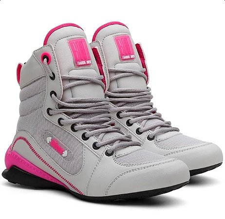 Bota Fitness Cinza com Rosa