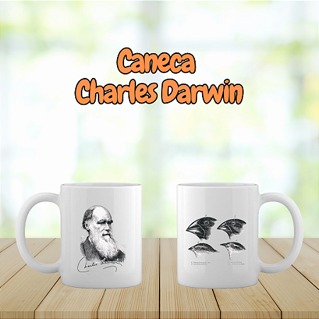 Caneca Charles Darwin e Tentilhões