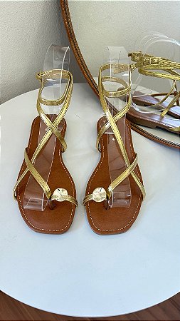 Rasteira Eline dourada