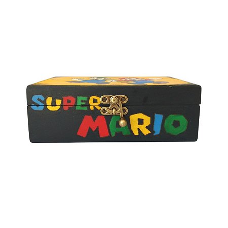 Caixa de madeira personagem mario