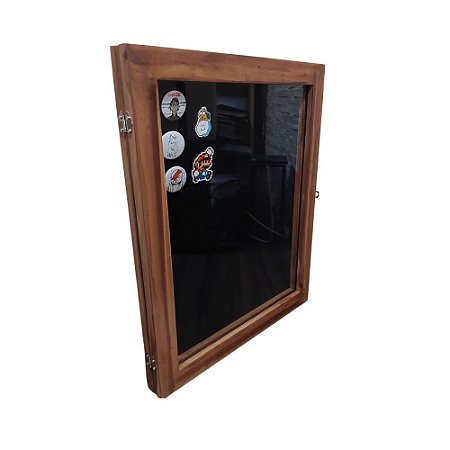 Quadro vitrine para pins e botons com vidro A4