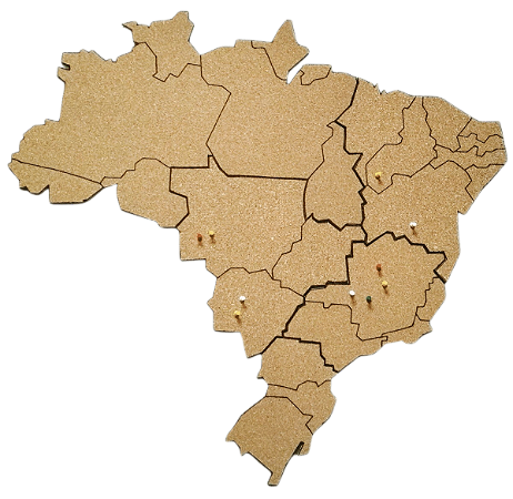 Mural de cortiça mapa do brasil 8mm