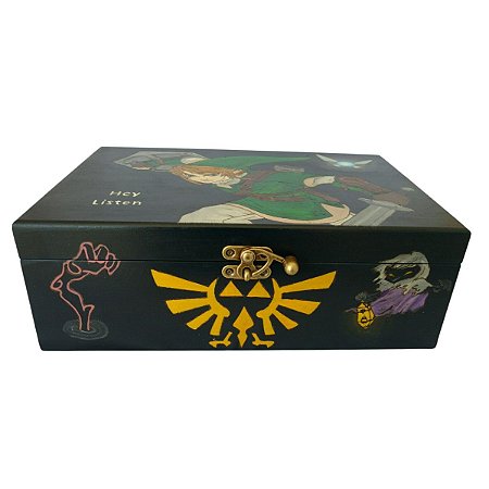 Caixa de madeira personagem link a lenda de zelda