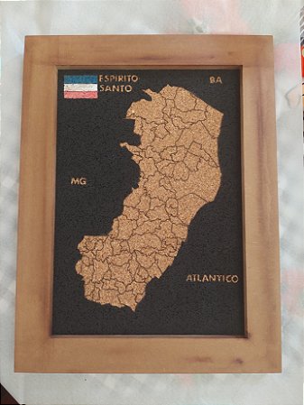 Quadro cortiça Estado do Brasil com moldura