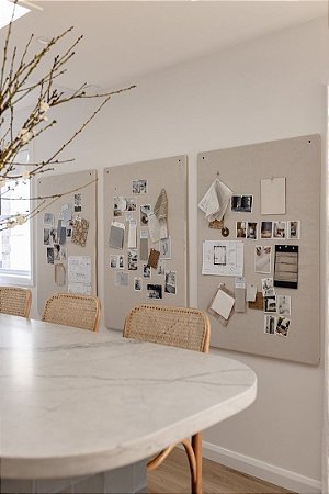 Kit 3 painéis cortiça em linho 90x60cm