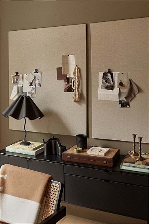 Kit 3 painéis cortiça em linho 80x80cm