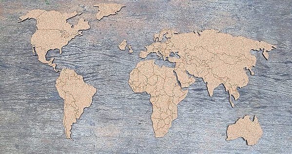 Mural mapa mundi divisoes cortiça 5mm