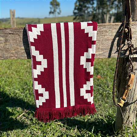 Manta Larga Pampa Bordo e Off White