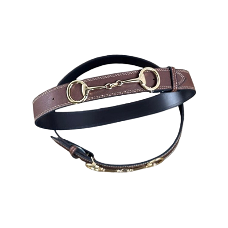 Cinto Feminino Bridao Couro Com Fivela Dourada