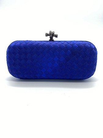 Clutch Cetim Festa Trançada Luxuosa e Elegante - Azul