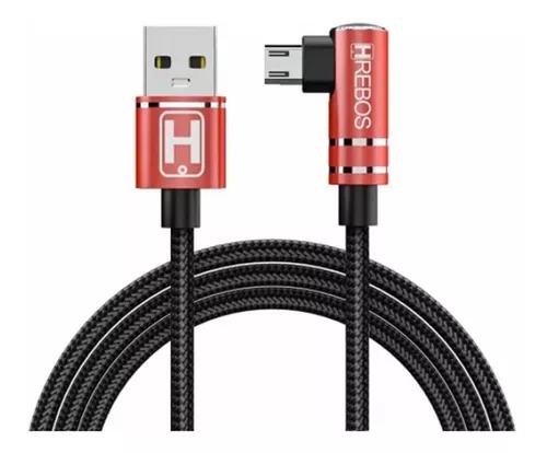 Cabo V8 para Celular 90° Nylon Trançado 1 Metro
