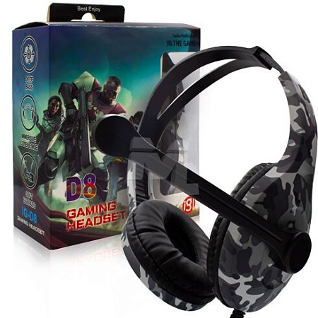 Fone Headset Gamer Com Microfone Camuflado