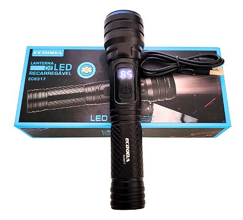 Lanterna Led W100 Ecooda 10.000 Lumens Com Foco Ajustável Lanterna Preto Luz Branco