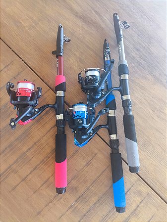 kit de pesca molinete taue sy200 + vara sigma 1.75 telescopica