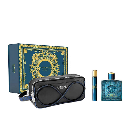 Versace Coffret Eros Edp 100ml + Travel Size 10ml + Nécessaire Masculino