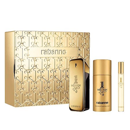 Paco Rabanne Coffret 1 Million Edt 100ml + Desodorante 150ml + Travel Size Edt 10ml Masculino