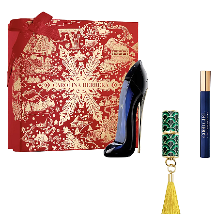Carolina Herrera Coffret Good Girl Edp 80ml + Mini Batom + Travel Size Edp 10ml Feminino