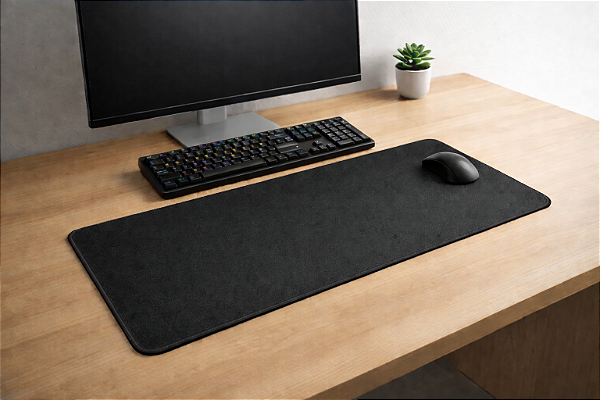 Mousepad Preto - Borda Costurada Preta 75x35cm