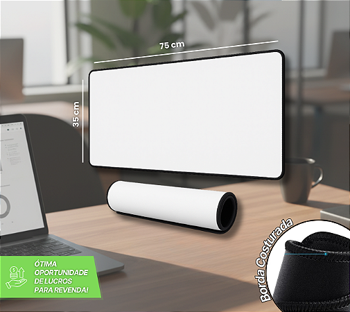 Mousepad emborrachado para sublimação 75x35cm