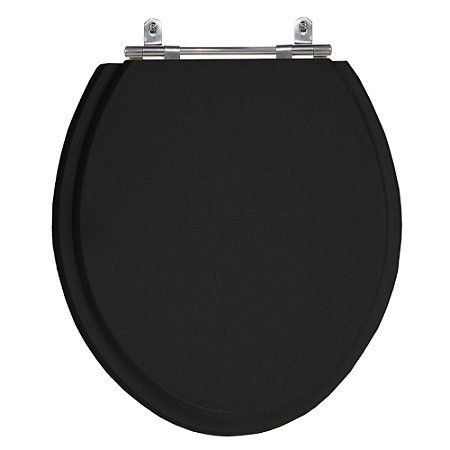 Assento Laqueado Convencional Oval Preto Universal Tampa Vaso Deca-incepa-celite-ideal em Mdf