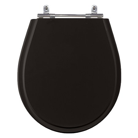 Assento Laqueado Avalon Premium Ebony (Preto) Tampa para Vaso Ideal em Mdf