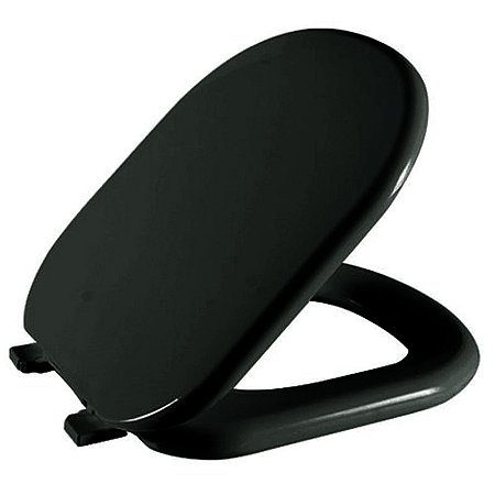 Assento Sanitário Valentina Preto Tampa para Vaso Hervy Almofadado