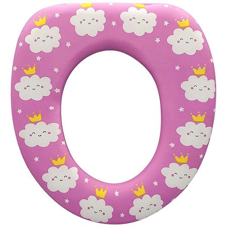 Assento Infantil Decorado Nuvem Rosa Redutor para Vaso Oval