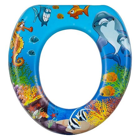 Assento Infantil Decorado Peixes Redutor para Vaso Oval