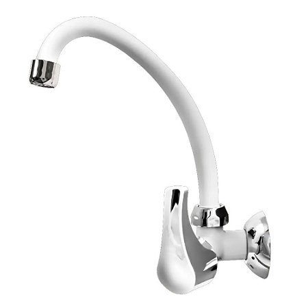 Torneira Cozinha Acquafam Parede Fame Branca Cromado