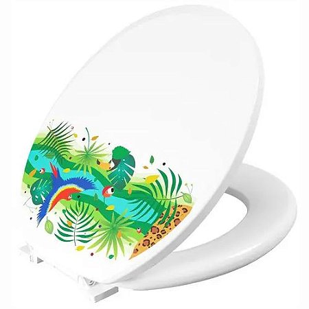 Assento Decorado Tropical Astra Branco Oval Tampa Vaso Deca-incepa-celite-ideal-roca