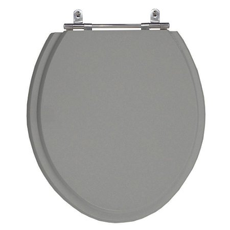 Assento Laqueado Convencional Oval Cinza Vip (Escuro) Universal Tampa Vaso Deca-incepa-celite em Mdf