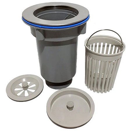 Válvula Pia Americana 3 1/2" Inox com Filtro