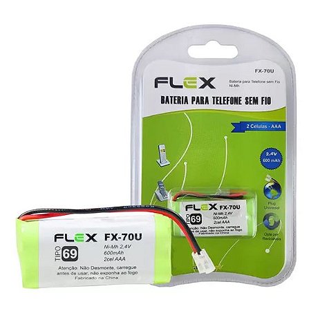 Bateria Recarregável Telefone sem Fio 2,4v 600mah Fx-70u