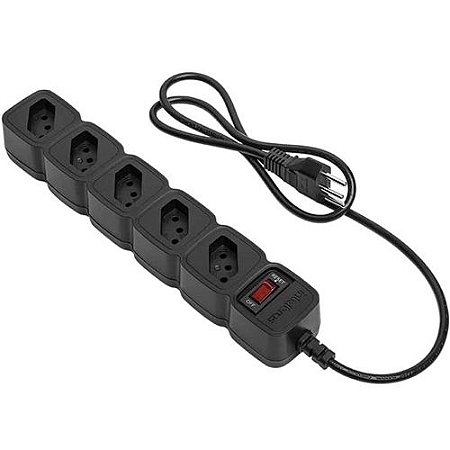 Protetor Eletrônico com 5 Tomadas Epe 205+ Preto Bivolt