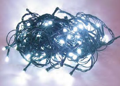 Luz de Natal Cordão 100 Lâmpadas Led Branco Fio Verde Pisca 127v 10 Mts