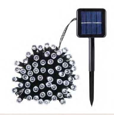 Luz de Natal Cordão 100 Lâmpadas Morno Led Fio Verde 8f 10 Mts Solar