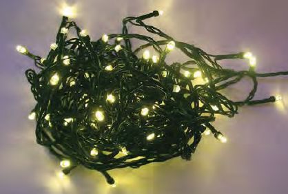 Luz de Natal Cordão 100 Lâmpadas Led Warm Fio Verde Externo 10 Mts 127v M/f